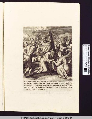 Christus mit dem Kreuz und Veronika, die ihm das Tuch hinhält.