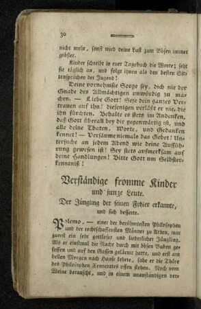 Verständige fromme Kinder und junge Leute.