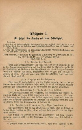 Abschnitt I. Die Polizei, ihre Beamten und deren Zuständigkeit