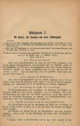 Abschnitt I. Die Polizei, ihre Beamten und deren Zuständigkeit