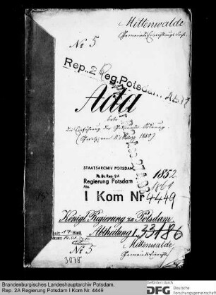 Einführung der Gemeindeordnung (Gesetz vom 11. März 1850) in Mittenwalde