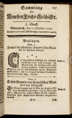 L. Stuck. Schwabach, den 25. October, 1756.