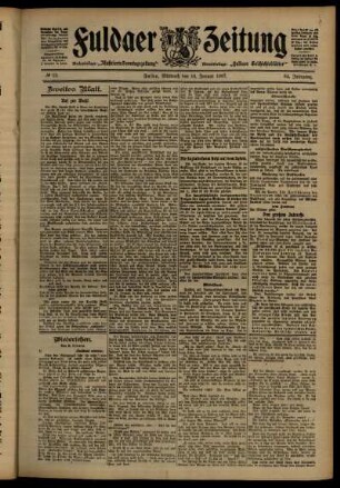 Zweite Ausgabe vom Mittwoch, den 16. Januar 1907.
