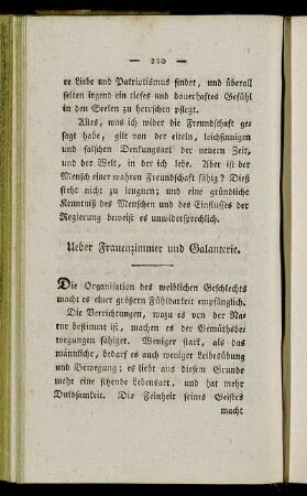 Ueber Frauenzimmer und Galanterie.