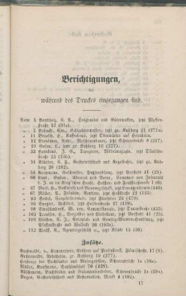 Berichtigungen die während des Druckes eingegangen sind. Zusätze. [Gestorben]