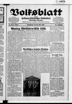 Volksblatt : märkischer Anzeiger : tägliche Zeitung für den Hellweg, die Mark und den Kreis Unna ; [...] ; Ausgabe Hellweg-Märkisches Volksblatt