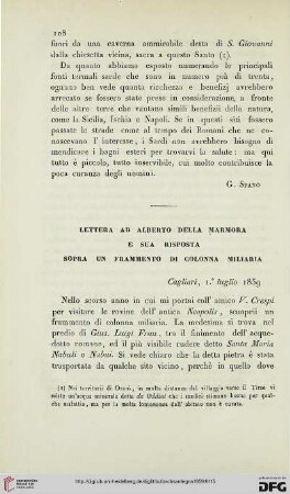 5: Lettera ad Alberto della Marmora e sua risposta sopra un frammento di colonna miliaria
