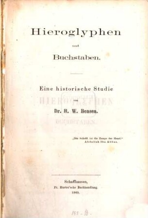 Hieroglyphen und Buchstaben : eine historische Studie