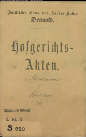 von Stockhausen, Frau Oberst gegen Schuldner in der Vogtei Schötmar