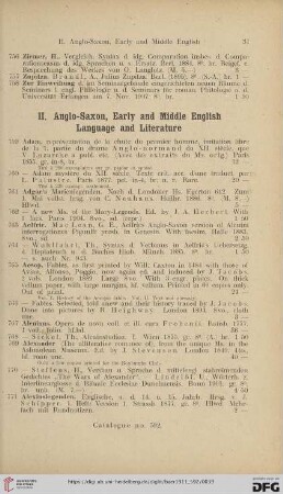 II. Anglo-Saxon, Early and Middle English Language and Literature (No. 759 - 1236)