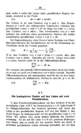 § 9. Die konjugierten Punkte auf den Linien mit zwei Wendekreisen.