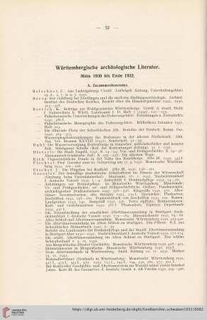 Württembergische archäologische Literatur