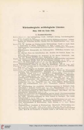 Württembergische archäologische Literatur