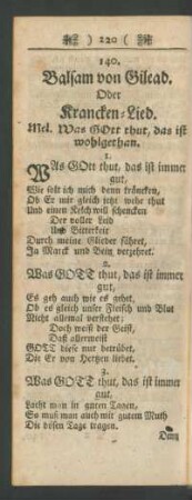 140. Balsam von Gilead. Oder Krancken-Lied