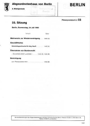 Nr. 33, 24. Juli 1980