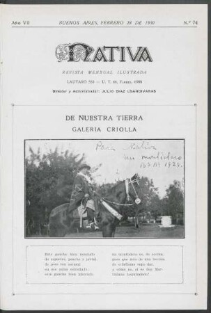 7.1930=Nr. 74: Nativa, 7.1930=Nr. 74