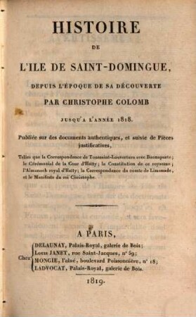 Histoire de St. Domingue