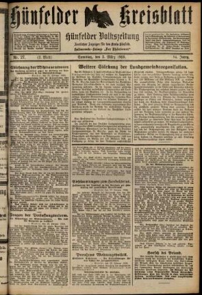 Zweite Ausgabe vom Samstag, den 02. März 1929.