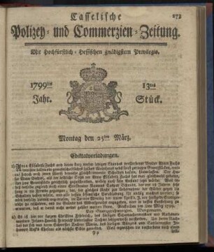 13tes Stueck, Montag den 25ten Maerz 1799