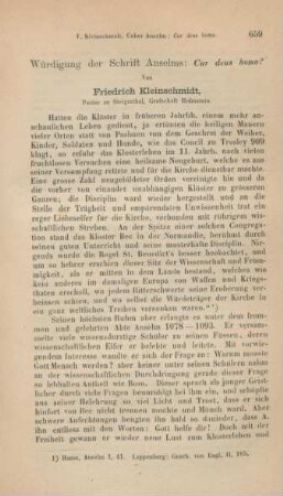 659-684 Würdigung der Schrift Anselms: Cur deus homo?