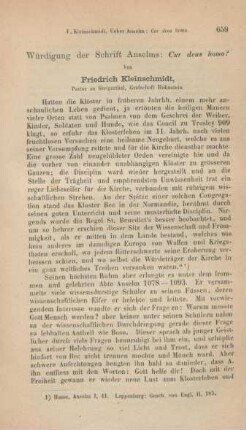 659-684 Würdigung der Schrift Anselms: Cur deus homo?