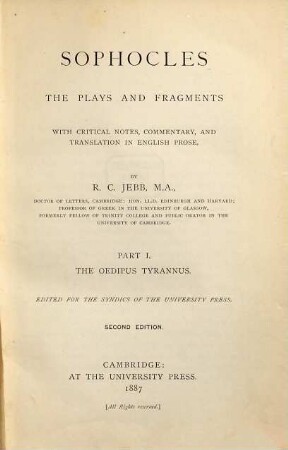 Sophocles, the plays and fragments, 1. The Oedipus Tyrannus