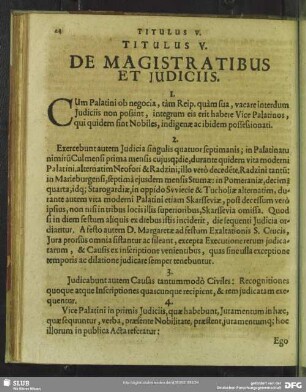 Titulus V. De Magistratibus Et Judiciis