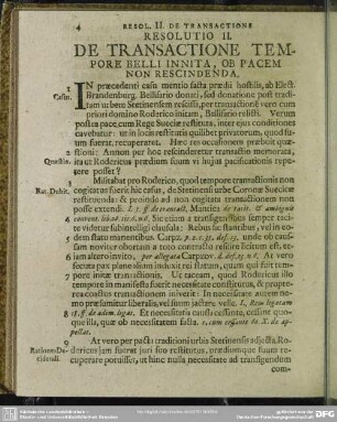 Resolutio II. De Transactione Tempore Belli Innita, Ob Pacem Non Rescindenda