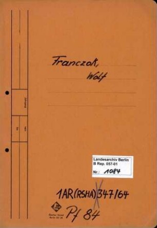Personenheft Wolf Franczok (*27.10.1914), SS-Obersturmführer