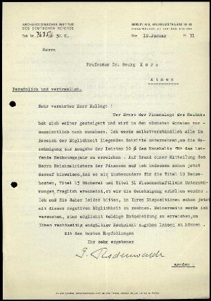 G. Rodenwaldt an G. Karo