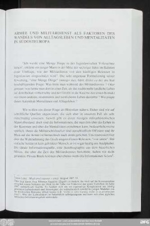 Armee Und Militärdienst Als Faktoren Des Wandels Von Alltagsleben Und Mentalitäten In Südosteuropa