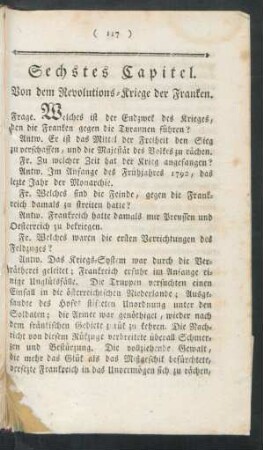 Sechstes Capitel. Von dem Revolutions-Kriege der Franken