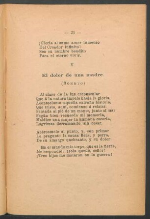 V. El dolor de una madre : (Soneto)