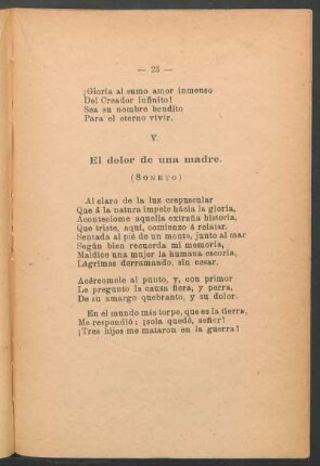 V. El dolor de una madre : (Soneto)