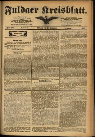 Erste Ausgabe vom Montag, den 21. Dezember 1908.