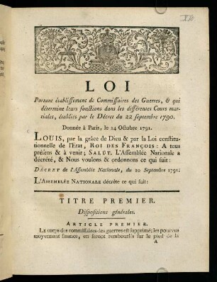 1-11, Titre Premier. - Titre III.