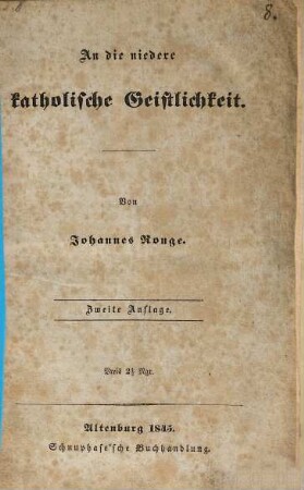 An die niedere katholische Geistlichkeit
