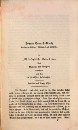 Bibliothek der Deutschen Aufklärer des achtzehnten Jahrhunderts. 3, Johann Heinrich Schulz