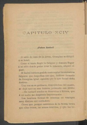 Capítulo XCIV - ¡Pobre Isabel!