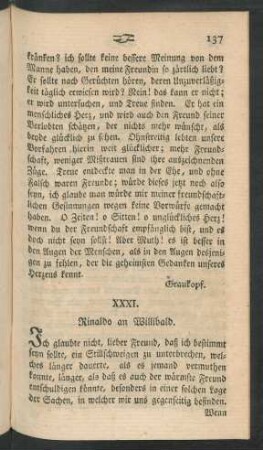 XXXI. Rinaldo an Willibald