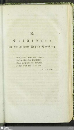 25. Erichsburg im Herzogthum Anhalt-Bernburg