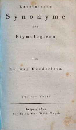 Lateinische Synonyme und Etymologieen, 2