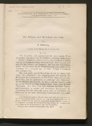 Zur Religion und Mythologie des Veda. 1.