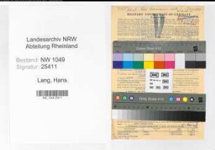 Entnazifizierung Hans Lang , geb. 25.02.1903 (Verkaufsleiter)