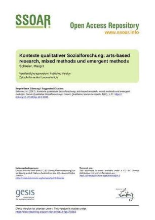 Kontexte qualitativer Sozialforschung: arts-based research, mixed methods und emergent methods