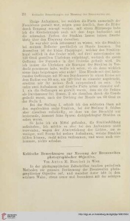 Kritische Bemerkungen zur Messung der Brennweiten photographische Objective