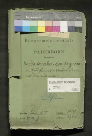 Handwerker-Sonntagsschule: Beschaffung der Schulsubsellien und Unterrichtsmittel