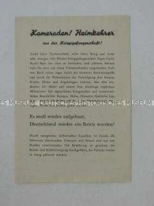 Propagandaflugblatt des CDU Thüringen zur Landtagswahl 1946 mit Ausrichtung auf die Heimkehrer