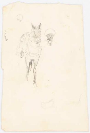 Pferd und Brustportrait eines Mannes: Pferd und Brustportrait eines Mannes, Kopfstudien