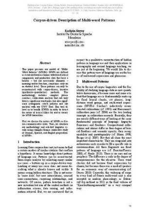Corpus-driven description of multi-word patterns